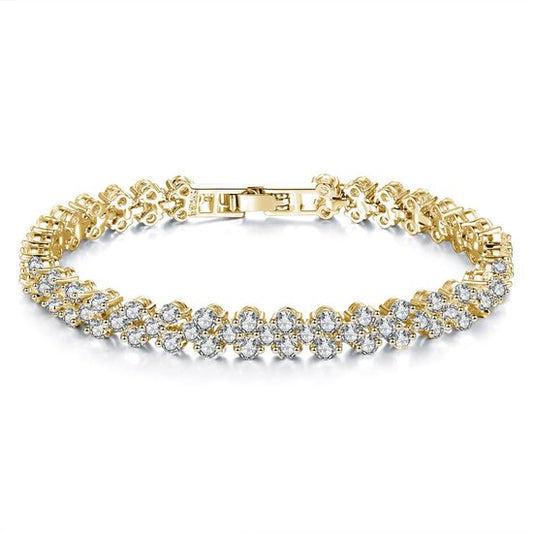 Lumici Kristallen Armband met Hartjes - Goud - 17 cm