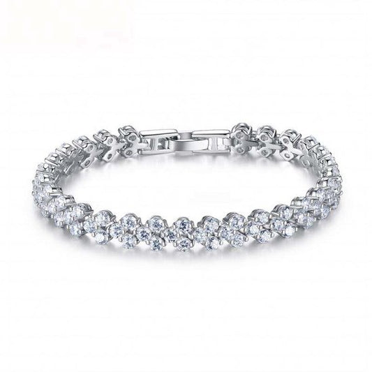 Lumici Kristallen Armband met Hartjes - Zilver - 17 cm
