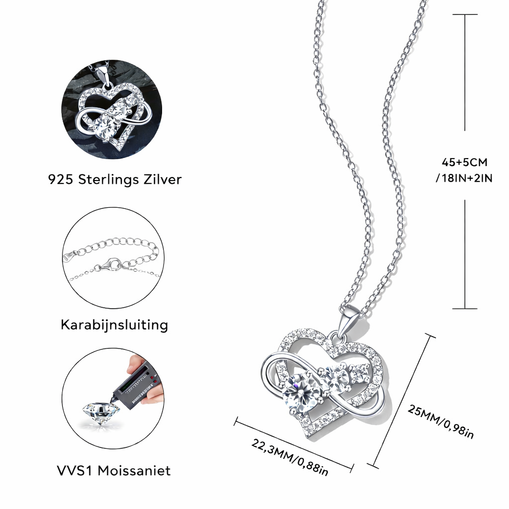Infinity Heart Moissanite Ketting