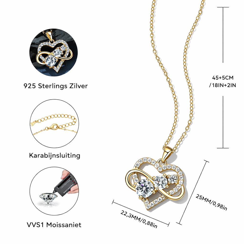 Infinity Heart Moissanite Ketting