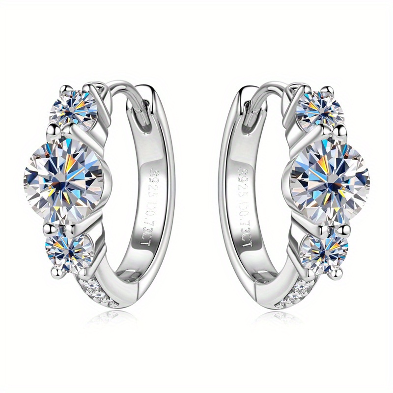 Moissanite Trilogy Hoop Oorbellen