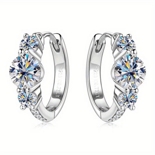 Moissanite Trilogy Hoop Oorbellen