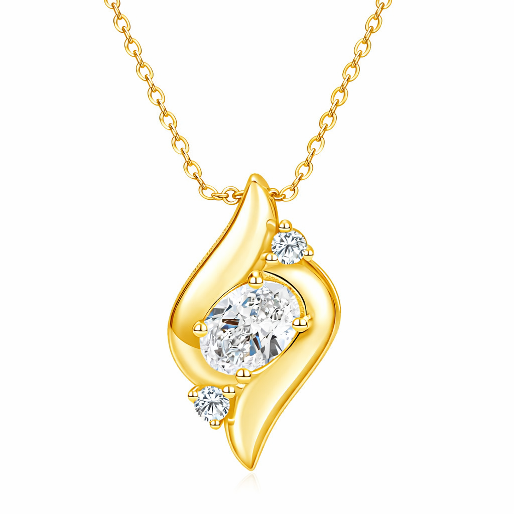Brilliant Trilogy Oval Moissanite Ketting