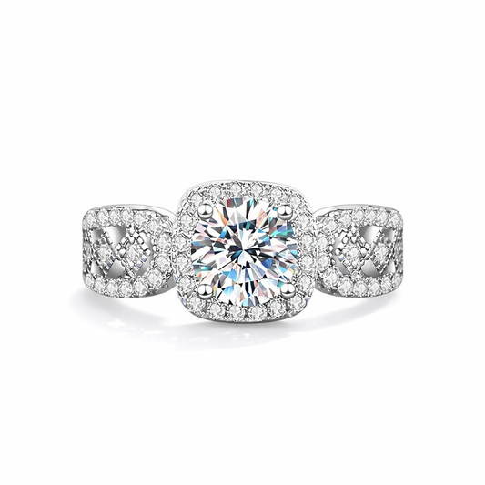 Moissanite Halo Verlovingsring