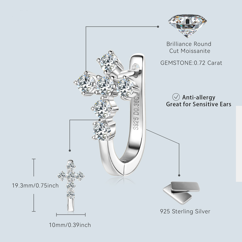 Lumici® Exclusive | Sacred Cross Moissanite Oorbellen - 0.72 Carat Totaal